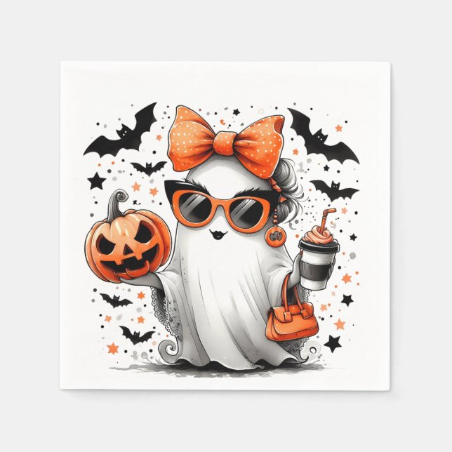 Serviette En Papier Ghost d'Halloween drôle (Devant)