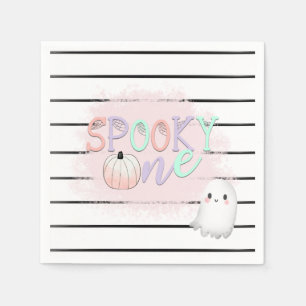 Serviette En Papier Ghost Éffrayant One Pastel Pink Halloween Annivers