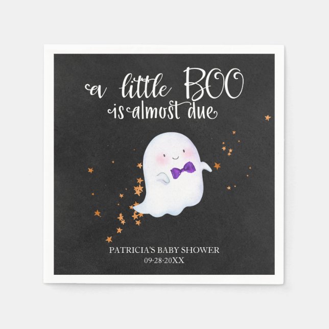 Serviette En Papier Ghost Halloween Little Boo Boo Baby shower garçon (Devant)