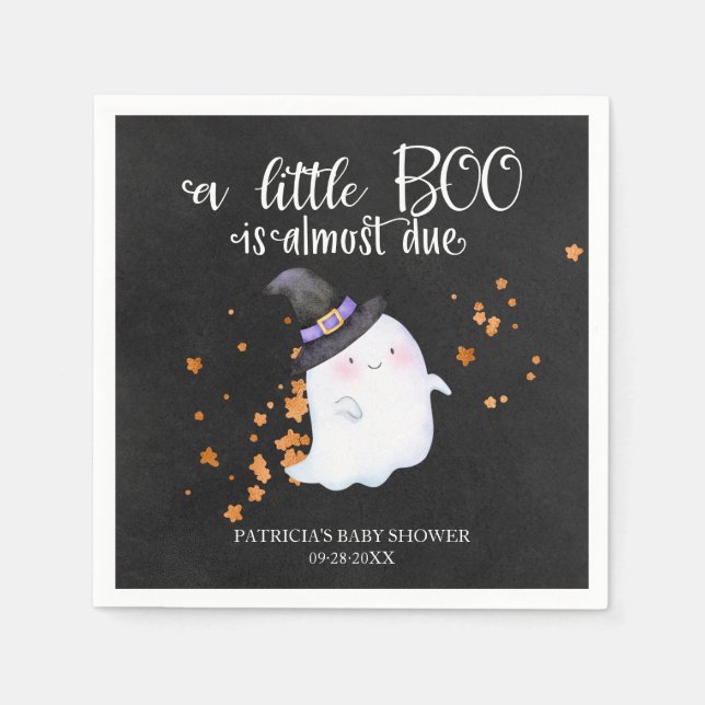 Serviette En Papier Ghost Halloween Little Boo Girl Baby shower (Devant)