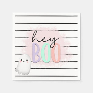 Serviette En Papier Ghost Hey Boo Pastel Pink Halloween Anniversaire