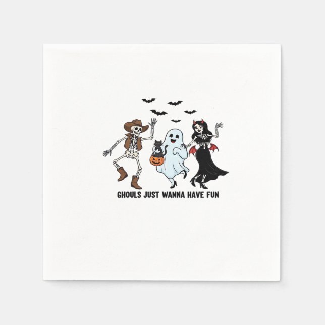 Serviette En Papier Ghouls veut juste s'amuser - Danser Squelette Spoo (Devant)