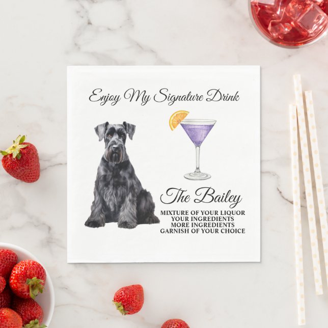 Serviette En Papier Giant Schnauzer Mariage Signature Boire serviettes (En situation)