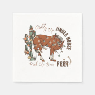 Serviette En Papier Giddy Up Jingle Horses Ramassez Vos Pieds Noël