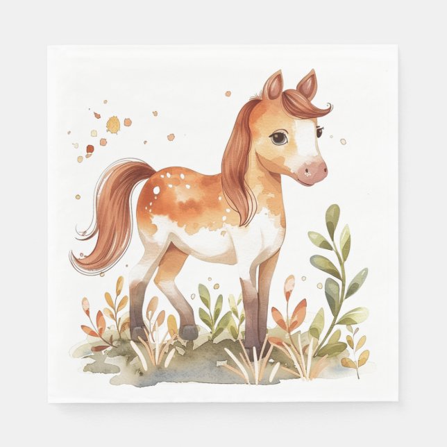 Serviette En Papier Giddy Up, Magnifique ! Aquarelle adorable (Devant)