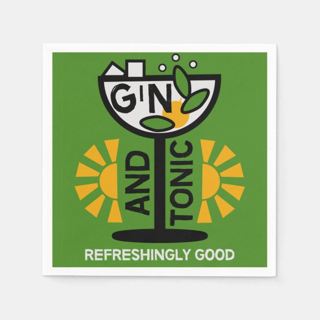 Serviette En Papier Gin vintage Et Art Tonique (Devant)