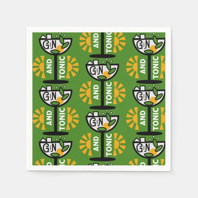 Serviette En Papier Gin vintage Et Art Tonique (Devant)