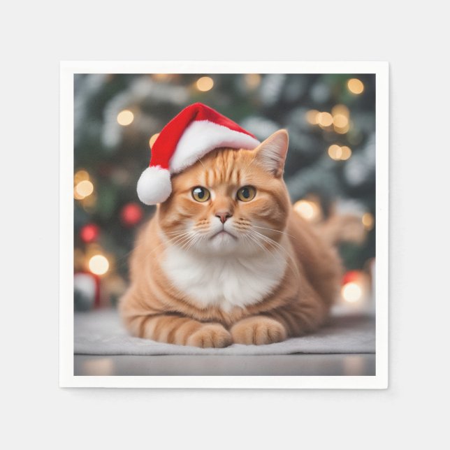 Serviette En Papier Ginger British Shorthair Noël (Devant)