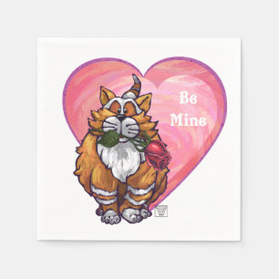Serviette En Papier Ginger Cat Saint-Valentin