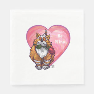 Serviette En Papier Ginger Cat Saint-Valentin