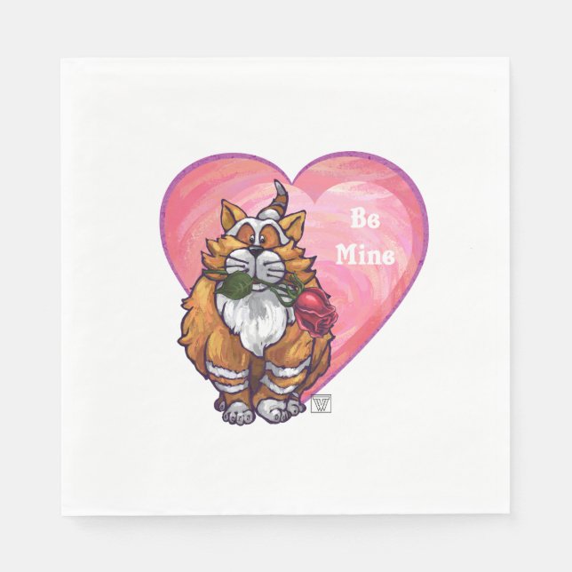 Serviette En Papier Ginger Cat Saint-Valentin (Devant)