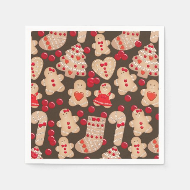 Serviette En Papier Gingerbread Cookies Holiday Cookie Exchange Party (Devant)