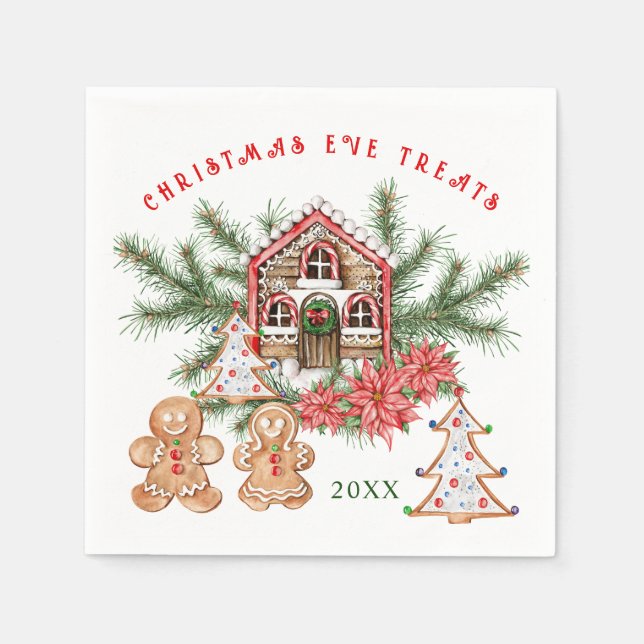 Serviette En Papier Gingerbread Girl Boy Candy Cane Christmas  (Devant)