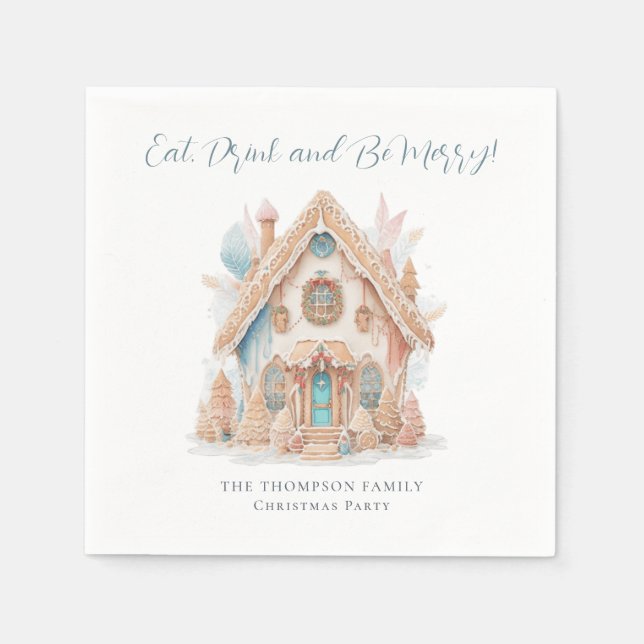 Serviette En Papier Gingerbread Maison Manger Boire Soyez Joyeux Noël (Devant)