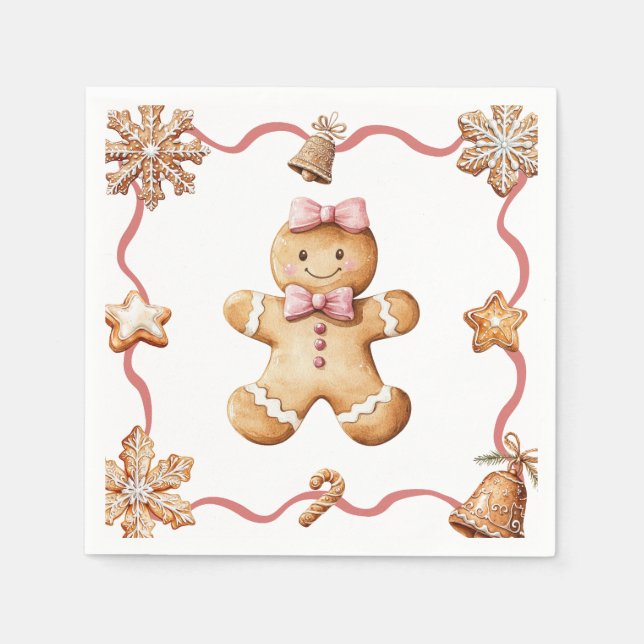 Serviette En Papier Gingerbread Man | Christmas Napkins (Devant)