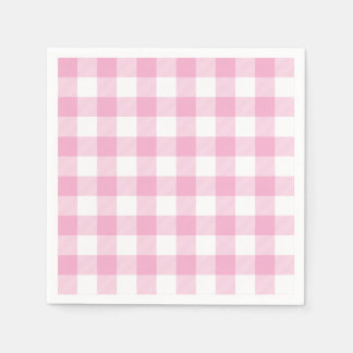 Serviette En Papier Gingham à carreaux buffle rose clair et blanc