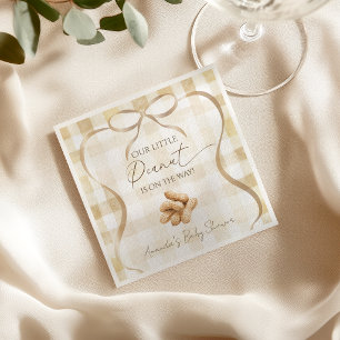 Serviette En Papier Gingham Beige Neutre Baby Shower Little Peanut