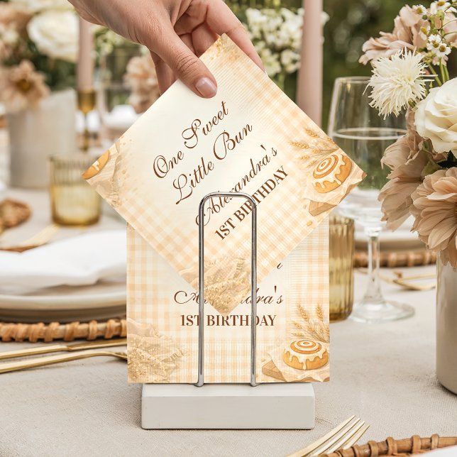 Serviette En Papier Gingham Cinnamon Roll Little Bun 1st Birthday (Créateur téléchargé)