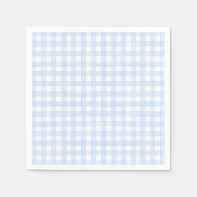Serviette En Papier Gingham Classique Bleu Poussiéreux (Devant)