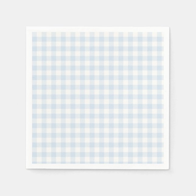 Serviette En Papier Gingham Classique de Printemps | Bleu Poudre (Devant)