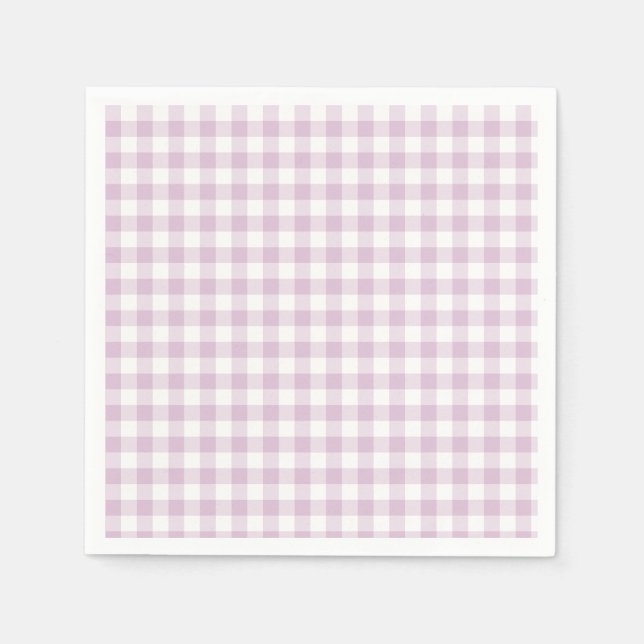 Serviette En Papier Gingham Classique Début d'Automne | Lilas Chaud (Devant)