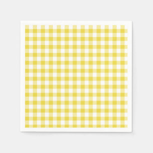 Serviette En Papier Gingham Classique Jaune Doré