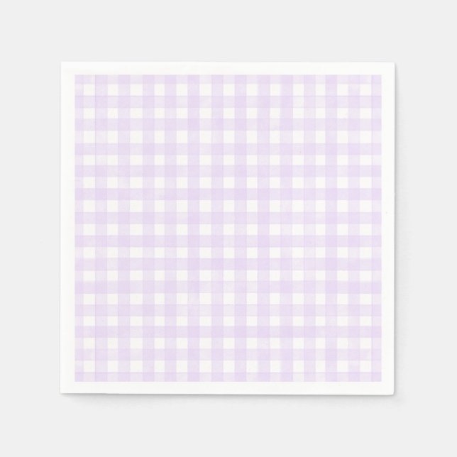 Serviette En Papier Gingham Classique Lavande (Devant)
