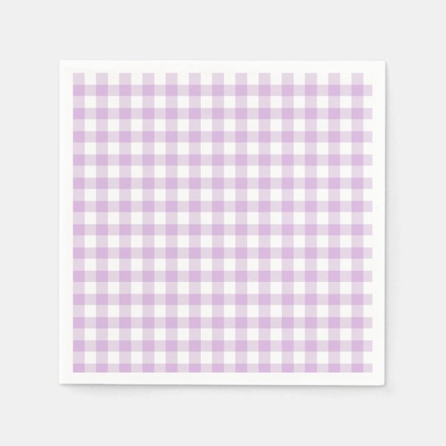 Serviette En Papier Gingham Classique Mauve Clair (Devant)