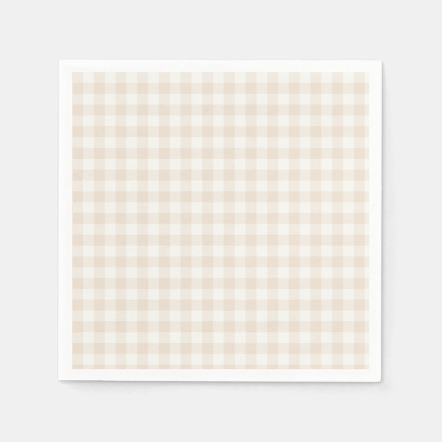 Serviette En Papier Gingham Classique Printanier | Lin soyeux (Devant)