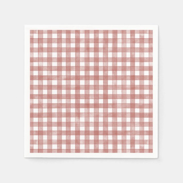 Serviette En Papier Gingham Classique Rouge (Devant)