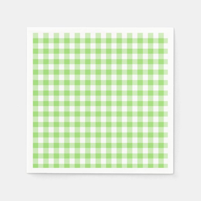 Serviette En Papier Gingham Classique Vert de Printemps (Devant)