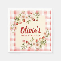 Gingham Fleurs de Fraisier Premier Anniversaire
