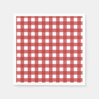 Serviette En Papier Gingham moderne rouge foncé et blanc clair à carre