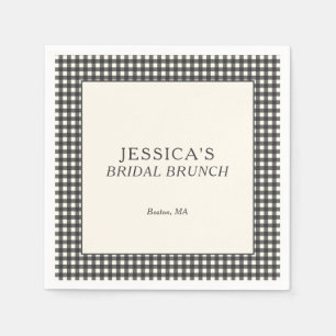 Serviette En Papier Gingham Noir Blanc Mariage sur mesure
