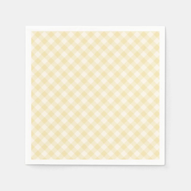 Serviette En Papier Gingham Rétro Printemps | Crème Beurre (Devant)