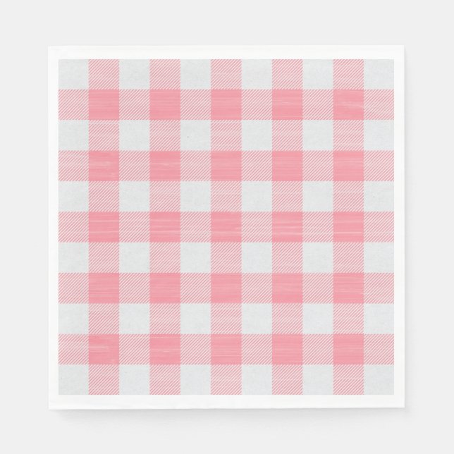 Serviette En Papier Gingham rose à carreaux joli mignon féminin (Devant)