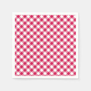 Serviette En Papier Gingham Rouge framboise Rétro