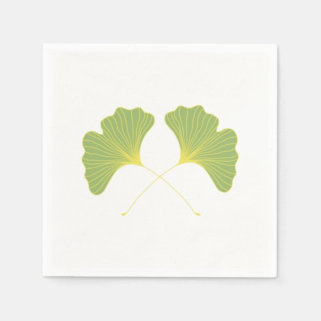 Serviette En Papier Ginkgo Tree Feuilles Printemps vert (Devant)