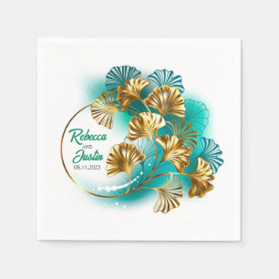 Serviette En Papier Ginko biloba feuille d'or Boho moderne
