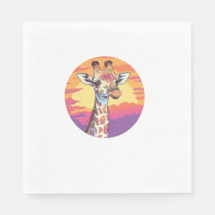 Serviette En Papier Girafe Avec Sunset Safari Vibes Art
