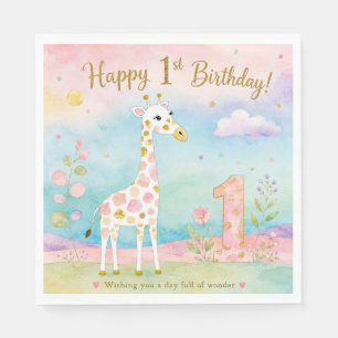 Serviette En Papier Girafe Capricieuse Premier Anniversaire Merveilleu