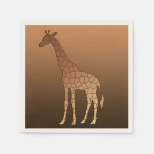 Serviette En Papier Girafe, cuivre et brun géométriques modernes