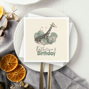 Serviette En Papier Girafe Mignonne Jungle Anniversaire Botanique Anim