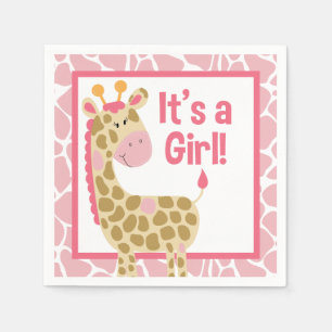 Serviette En Papier Girafe rose c'est des serviettes d'un baby shower