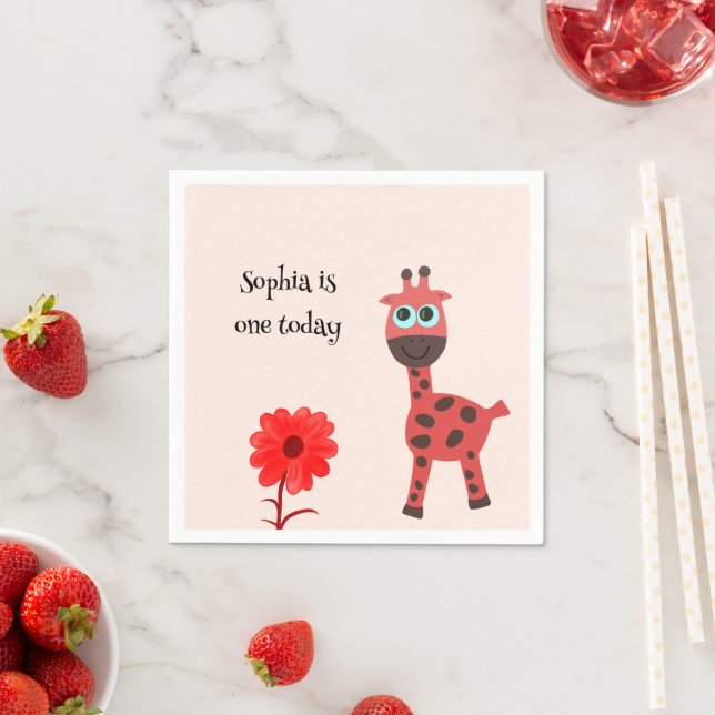 Serviette En Papier girafe rouge (En situation)