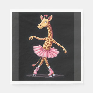 Serviette En Papier Girafe sur des patins à roulettes en débardeur tut