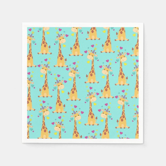 Serviette En Papier Giraffe Anniversaire de enfant Party Cute (Devant)