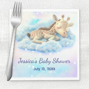 Serviette En Papier Giraffe Bébé Dans Le Baby shower Nuages
