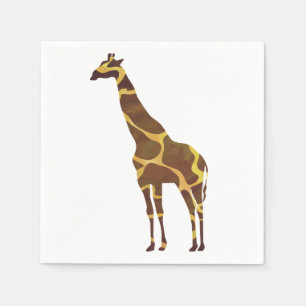 Serviette En Papier Giraffe Brown et jaune Silhouette