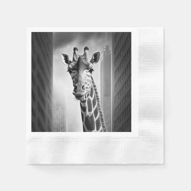 Serviette En Papier Giraffe dans une cityscape (Devant)